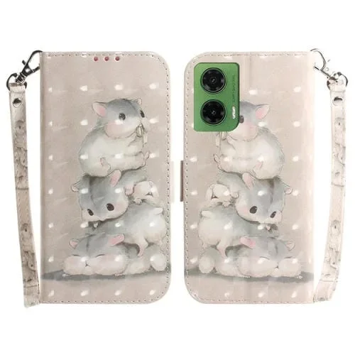 Funda de Cuero con Tapa 3D para Motorola Moto G35 (Ardillas)