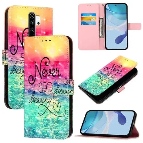 Funda de Cuero con Tapa Horizontal con Pintura 3D para Redmi Note 8 Pro (Chasing Dreams)
