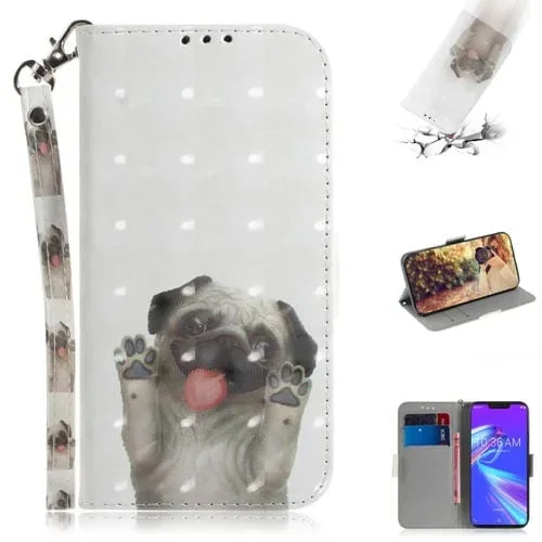 Funda de Cuero con Tapa Horizontal para Asus Zenfone Max (M2) ZB633KL con Dibujo Perro 3D, Soporte y Ranuras