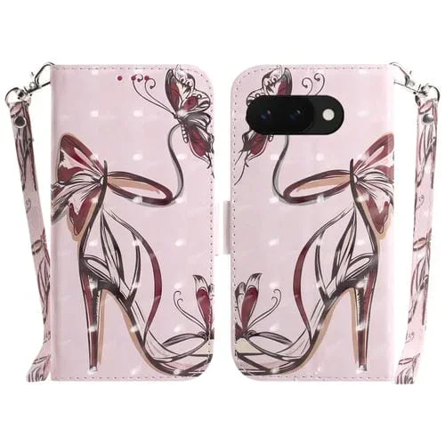 Funda de Cuero con Tapa Horizontal para Google Pixel 9A (Mariposa de Tacón Alto)