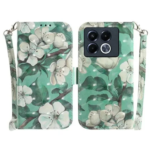Funda de Cuero con Tapa Horizontal para Infinix Note 40 5G (Flor de Acuarela)