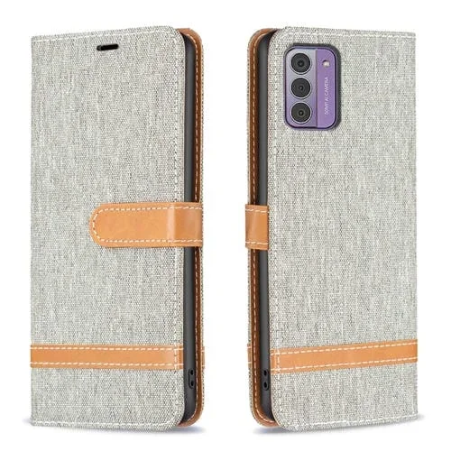 Funda de Cuero con Tapa Horizontal para Nokia G42/G310 Denim Texture (Gris)