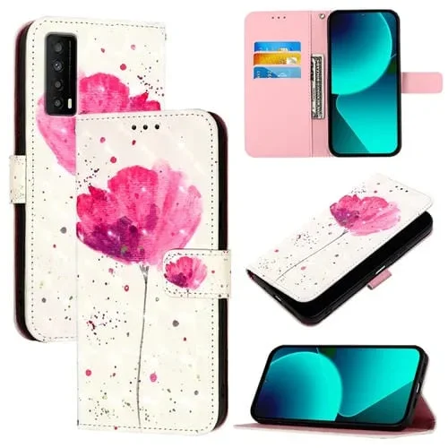 Funda de Cuero con Tapa Horizontal para TCL Stylus 5G Pintura 3D (Flor)