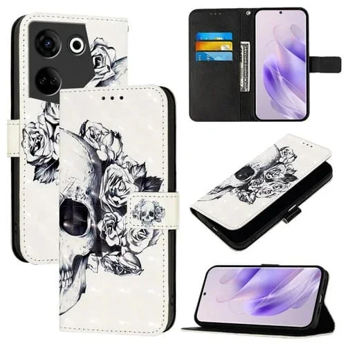 Funda de Cuero con Tapa Horizontal para Tecno Camon 20/20 Pro 4G (Calavera)