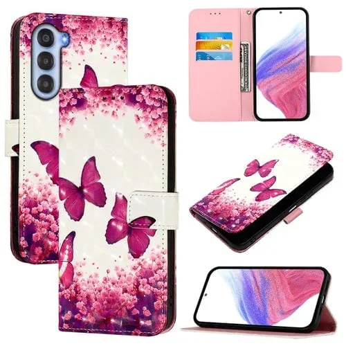 Funda de Cuero con Tapa Horizontal para ZTE Nubia S 5G A403Zt con Pintura 3D (Mariposa Rosa)