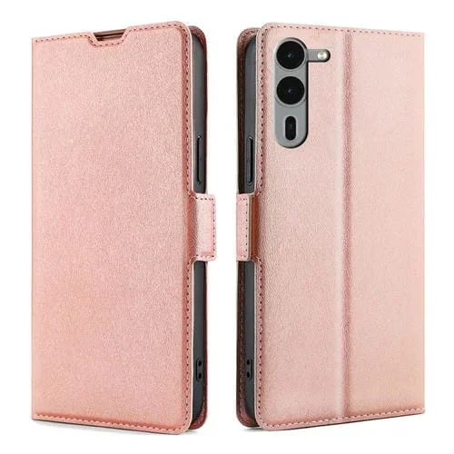 Funda de Cuero con Tapa Horizontal y Hebilla Lateral para Fujitsu Arrows We2 Plus (Oro Rosa)