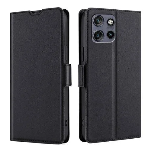 Funda de Cuero con Tapa Horizontal y Hebilla Lateral para Motorola Edge 50 Neo 5G (Negro)