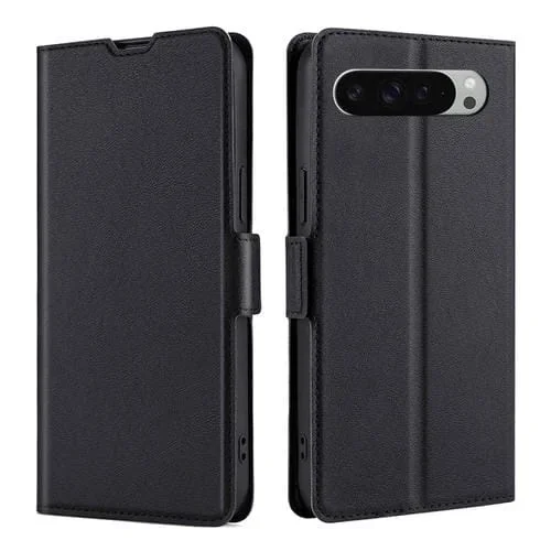 Funda de Cuero con Tapa Horizontal y Hebilla Lateral Ultrafina para Google Pixel 9 Pro XL (Negra)