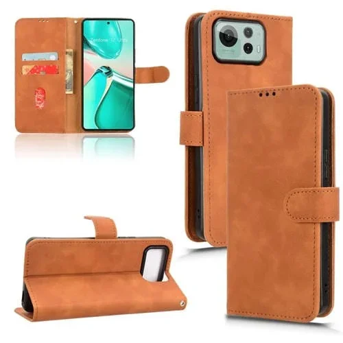 Funda de Cuero con Tapa Magnética para Asus Zenfone 12 Ultra (Marrón)