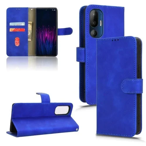Funda de Cuero con Tapa Magnética para HTC U24 Pro (Azul)