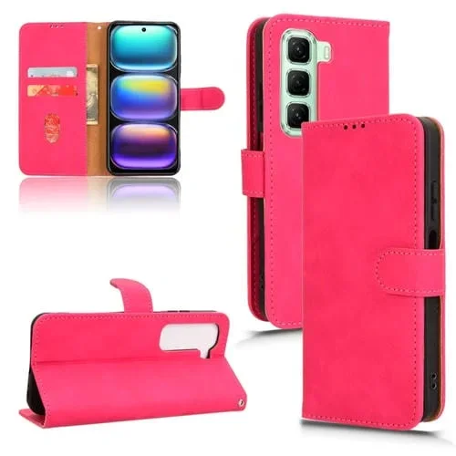 Funda de Cuero con Tapa Magnética para Infinix Hot 50 5G Skin Feel (Rosa Rojo)