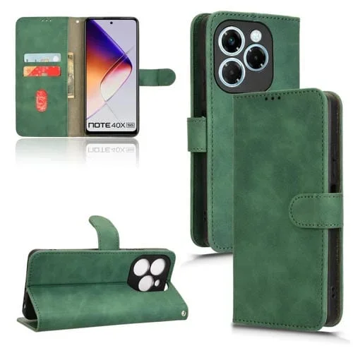Funda de Cuero con Tapa Magnética para Infinix Note 40X 5G (Verde)