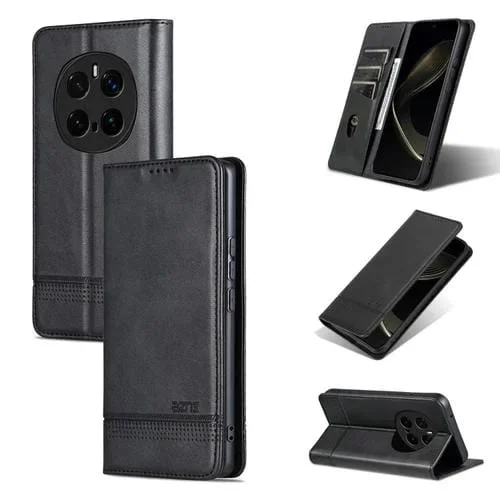 Funda de Cuero con Tapa Magnética Textura Piel de Becerro para Honor Magic7 Pro (Negro)