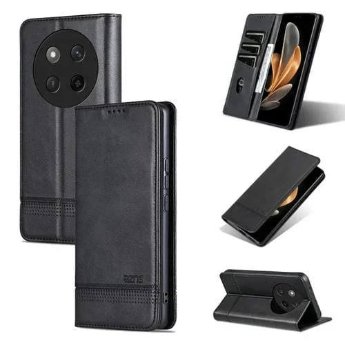 Funda de Cuero con Tapa Magnética Textura Piel de Becerro para Honor X60 Pro Azns (Negro)