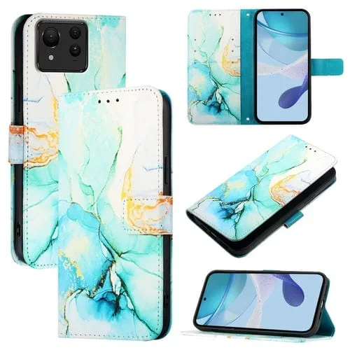 Funda de Cuero con Tapa para Asus Zenfone 11 Ultra Pt003 con Patrón de Mármol (Verde)