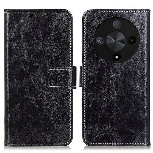 Funda de Cuero con Tapa para Honor X9B Textura Retro Crazy Horse (Negro)