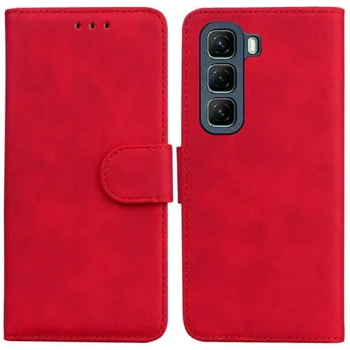 Funda de Cuero con Tapa para Infinix Hot 50 4G (Rojo)