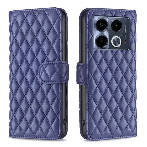 Funda de Cuero con Tapa para Infinix Note 40 5G Diamond Lattice (Azul)