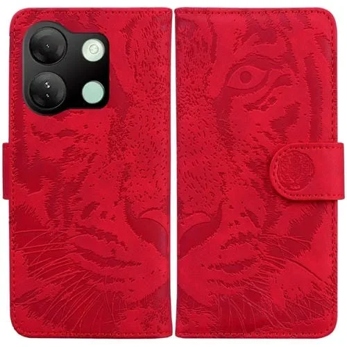 Funda de Cuero con Tapa para Infinix Smart 7 HD Tiger Embossed Pattern (Rojo)