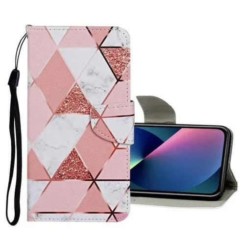 Funda de Cuero con Tapa para iPhone 13 Mini con Patrón Mármol