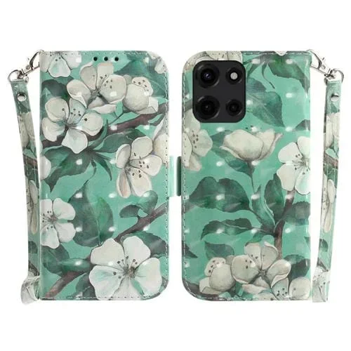 Funda de Cuero con Tapa para Motorola Moto G 5G (2025) con Diseño 3D Flor de Acuarela