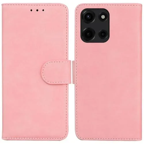 Funda de Cuero con Tapa para Motorola Moto G 5G (2025) (Rosa)