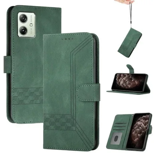 Funda de Cuero con Tapa para Motorola Moto G54 Global Cubic Skin Feel (Verde)