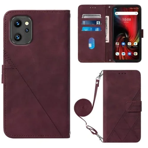 Funda de Cuero con Tapa para Umidigi F3 4G / F3 5G / F3 Se / F3S Crossbody 3D (Rojo Vino)