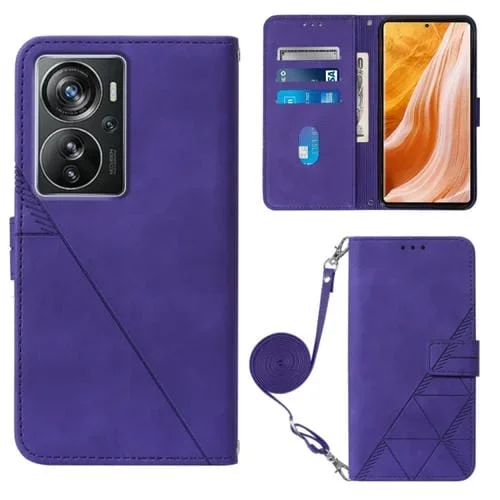 Funda de Cuero con Tapa para ZTE Axon 40 Pro Crossbody 3D (Púrpura)