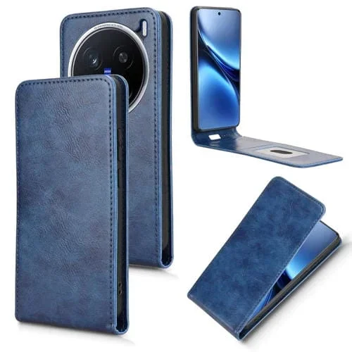 Funda de Cuero con Tapa Vertical Magnética para Teléfono Vivo X200 Pro 5G (Azul)