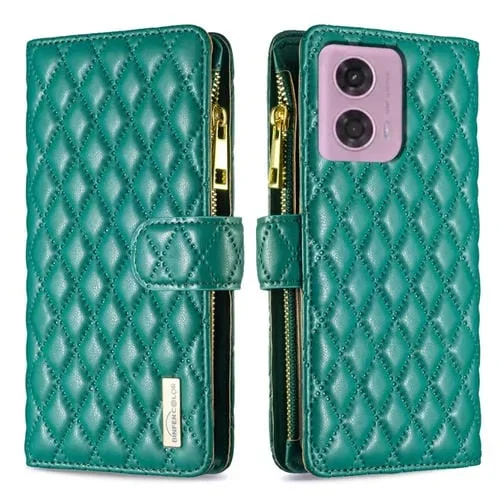Funda de Cuero con Tapa y Cierre para Motorola Moto G34 5G (Verde)