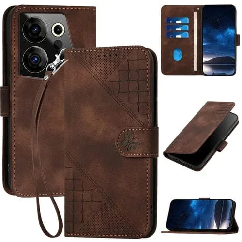 Funda de Cuero con Tapa y Cordón para Tecno Camon 20 Premier 5G Yx0080 (Café)