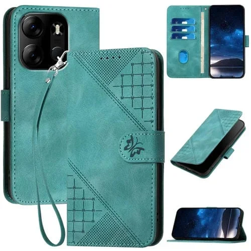 Funda de Cuero con Tapa y Cordón para Tecno Spark Go 2023 Yx0080 (Azul Claro)