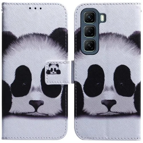 Funda de Cuero con Tapa y Dibujo a Color para Infinix Hot 50 4G (Panda)
