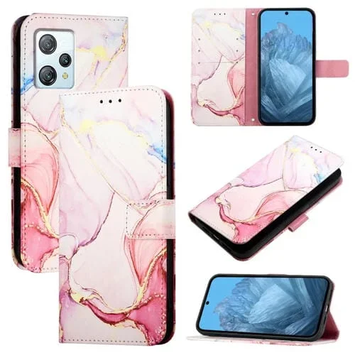 Funda de Cuero con Tapa y Diseño de Mármol para BlackView A53 Pt003 (Oro Rosa)