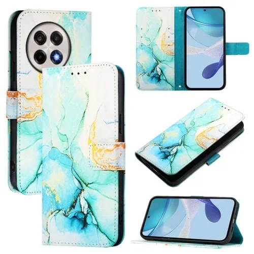 Funda de Cuero con Tapa y Diseño Mármol Pt003 para OnePlus 13R Ace 5 Pro (Verde)