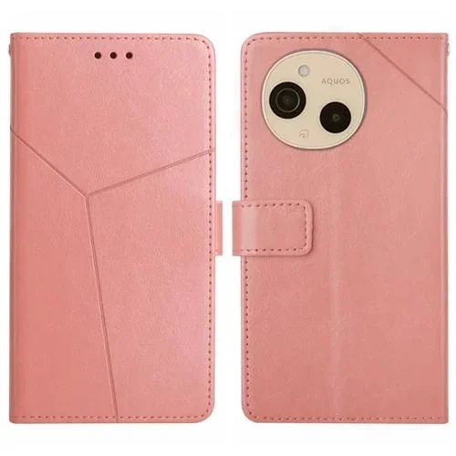 Funda de Cuero con Tapa y Patrón en Forma de Y para Sharp Aquos Sense9 Ht01 (Rosa)