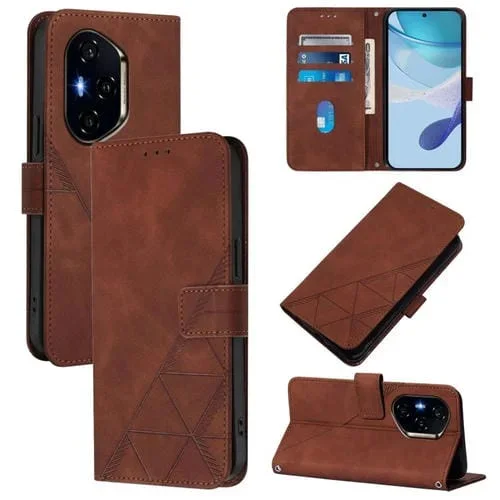 Funda de Cuero con Tapa y Relieve 3D para Honor 300 Pro/300 Ultra (Marrón)