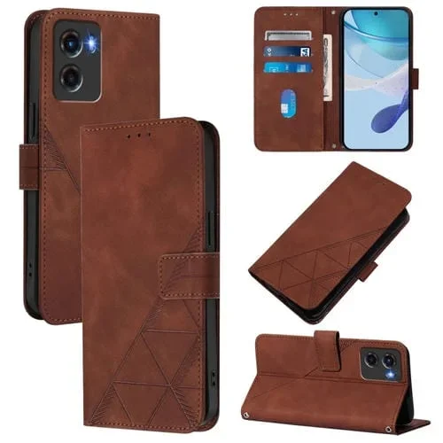 Funda de Cuero con Tapa y Relieve 3D para Motorola Moto G05 (Marrón)