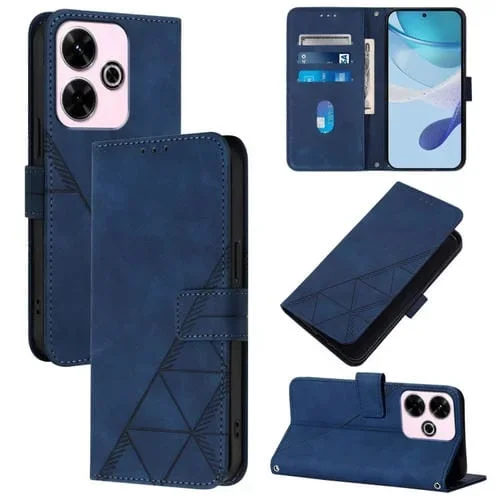 Funda de Cuero con Tapa y Relieve 3D para Redmi 13 4G/Note 13R (Azul)