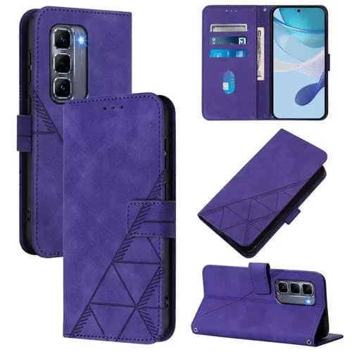 Funda de Cuero con Tapa y Relieve 3D para Teléfono Infinix Hot 50 Pro+ 4G (Morado)
