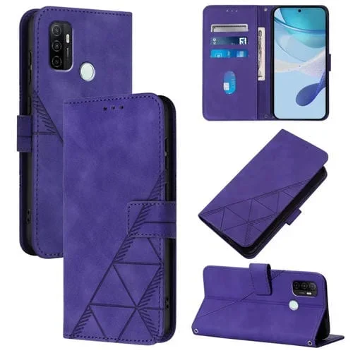 Funda de Cuero con Tapa y Relieve 3D para Teléfono Oppo A53S 4G/A33 2020 4G (Morado)