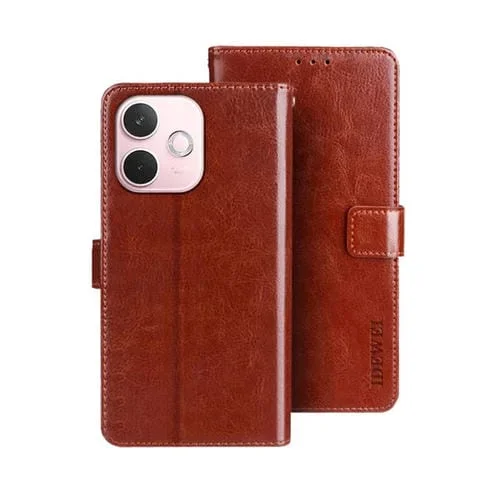 Funda de Cuero con Textura Crazy Horse para Oppo A5 Pro 5G Global Idewei (Marrón)