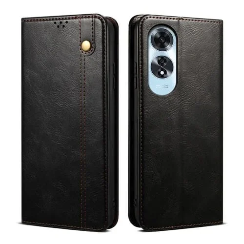 Funda de Cuero con Textura Crazy Horse para Oppo A60 (Negro)