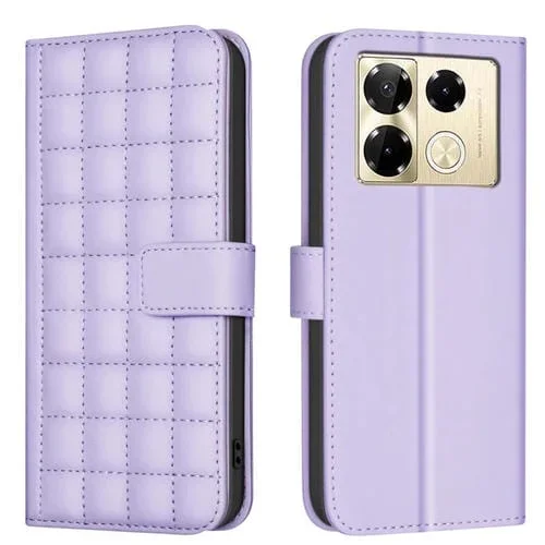 Funda de Cuero con Textura Cuadrada para Infinix Note 40 Pro 5G/4G (Morado)