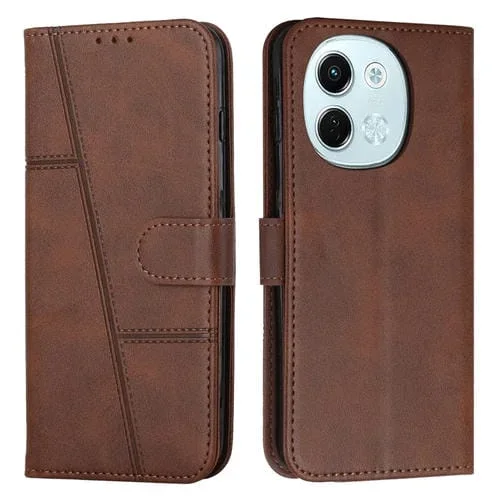 Funda de Cuero con Textura de Becerro y Hebilla para Tecno Spark 30 5G (Marrón)