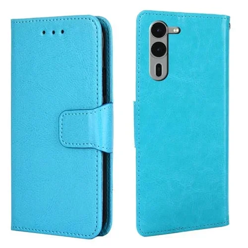 Funda de Cuero con Textura de Cristal para Fujitsu Arrows We2 Plus (Azul Cielo)