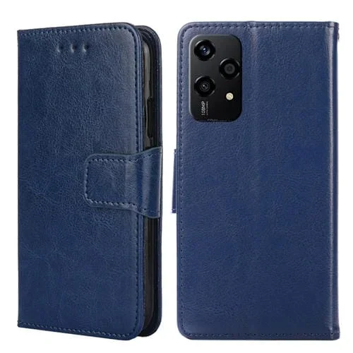 Funda de Cuero con Textura de Cristal para Honor 200 Lite 5G (Azul Real)