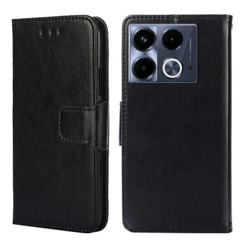 Funda de Cuero con Textura de Cristal para Infinix Note 40 4G (Negro)
