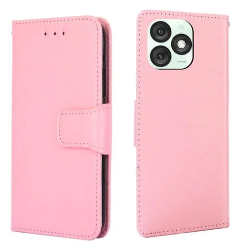 Funda de Cuero con Textura de Cristal para Teléfono Itel A50 4G (Rosa)
